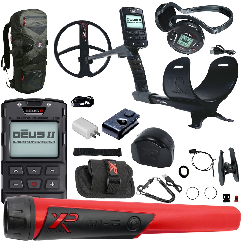 XP DEUS II Fast Multi Frequency Metal Detector FREE MI-6 Pinpointer & Backpack