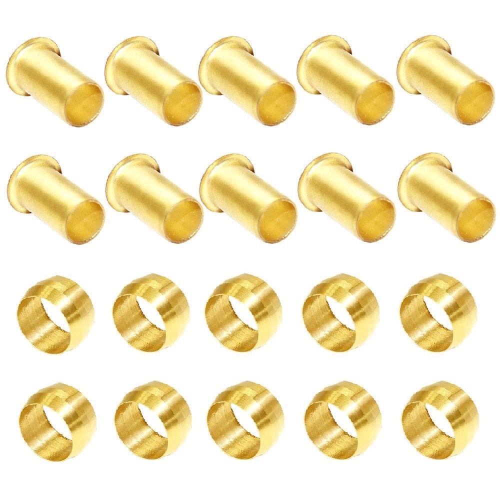 Brass Compression Fitting, 4mm OD 2.9mm ID Compression Sleeve Ferrules and In...