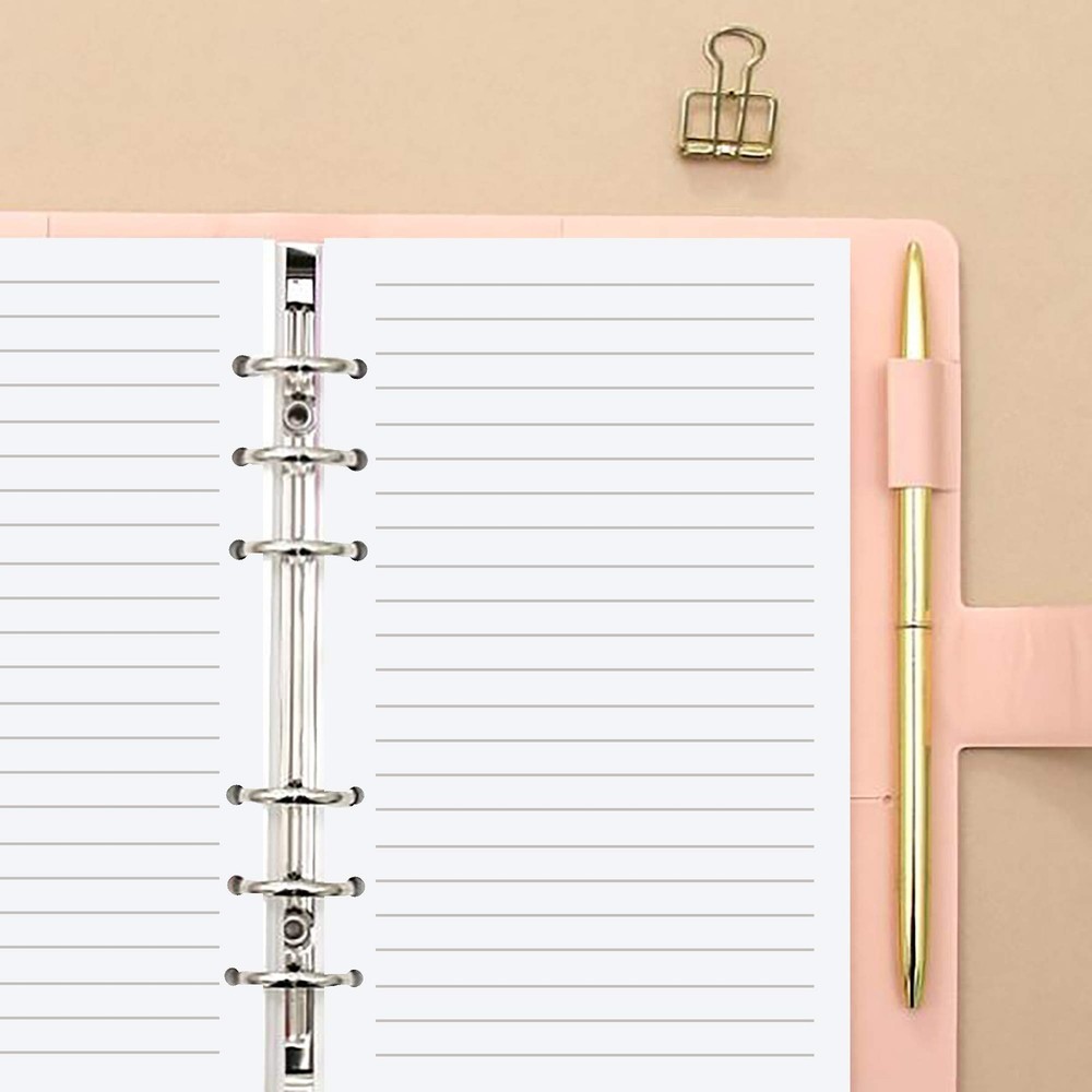 A6 Refillable Lined Paper Inserts – 6‑Ring Binder 6.75" X 4.125", White