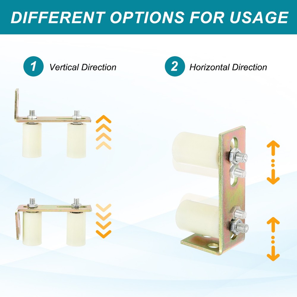 1Set Slide Gate Guide Roller 2.8" Adjustable Nylon Rollers with Bracket, White