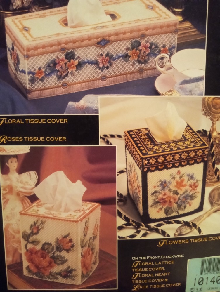 Vintage Victorian Plastic Canvas Tissue Box Plastic Canvas Patterns Booklet