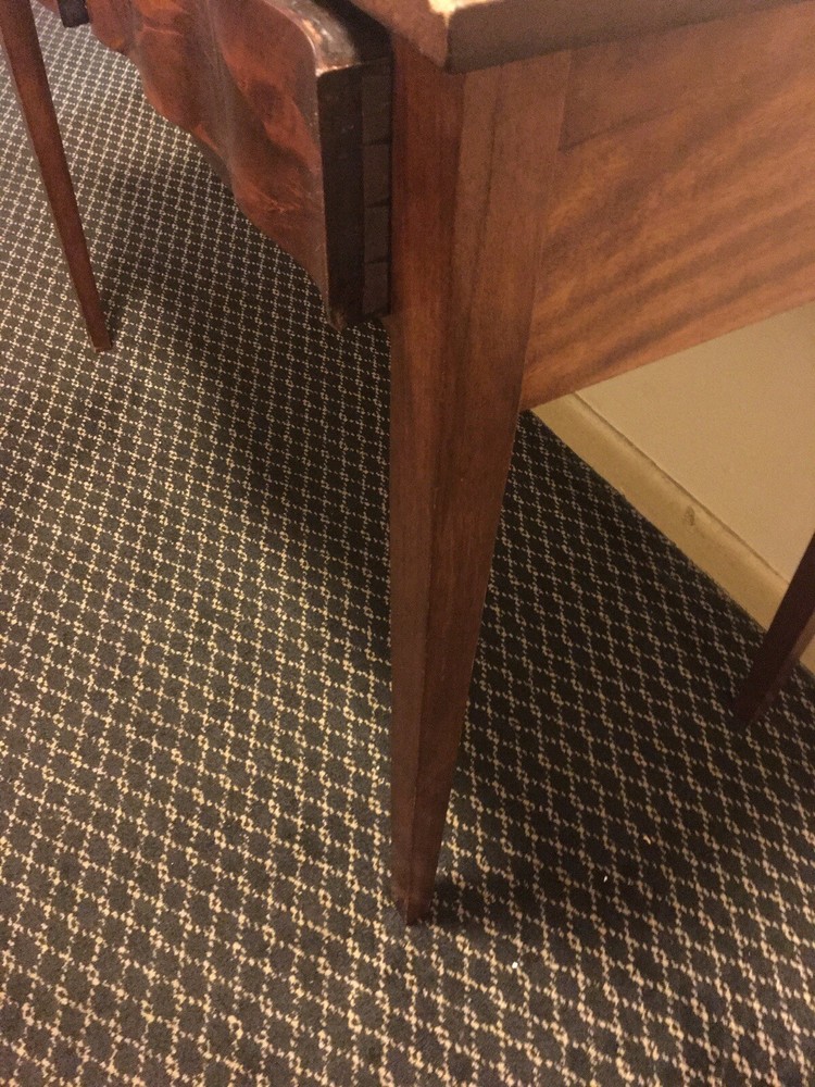 Antique burled curved console/desk