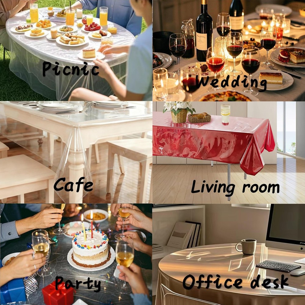 Protector de mesa rectangular transparente de 60 x 90 pulgadas Impermeable