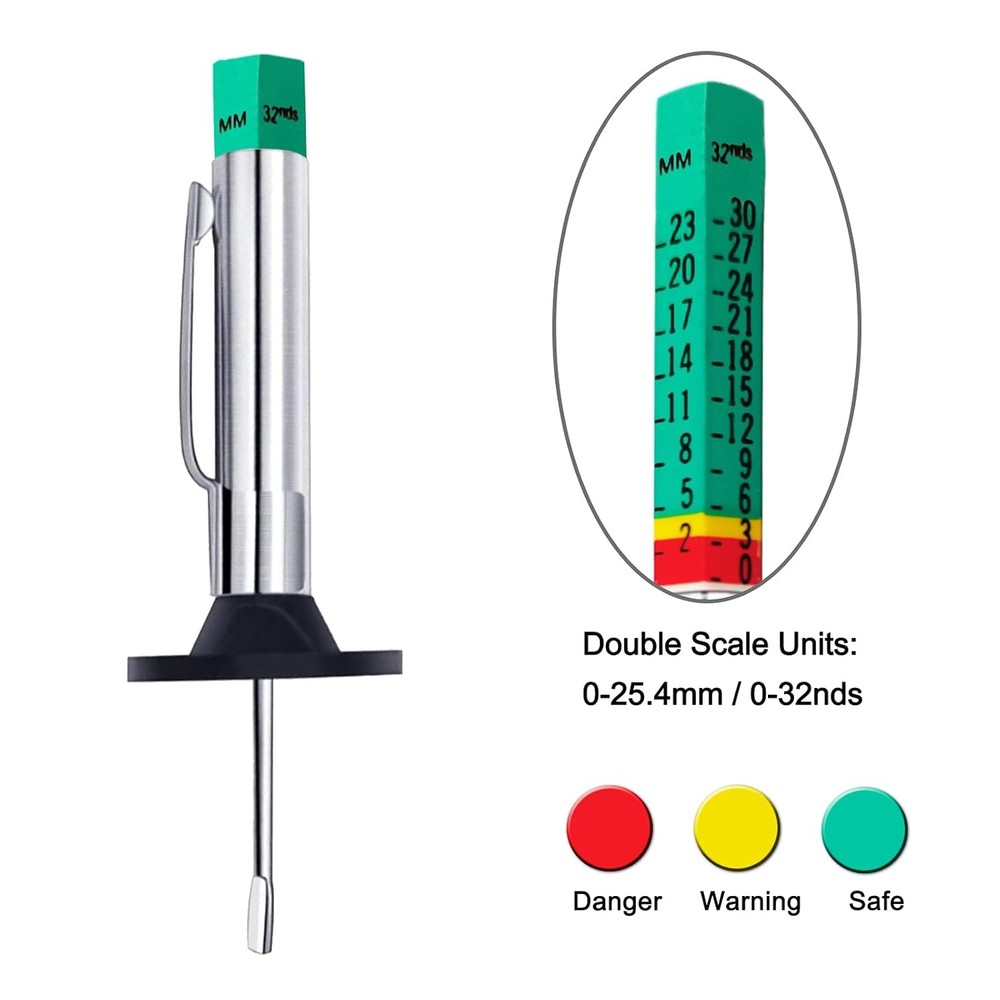 GODESON Tire Tread Depth Gauge,Two-Sided Smart Color Coded Depth...