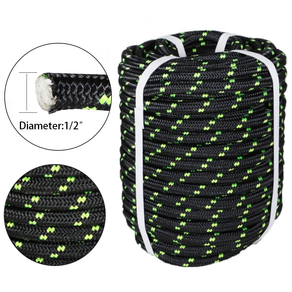 Double Braid Polyester Rope 6180Lbs Breaking Strength Bull Rope 1/2Inch Diameter
