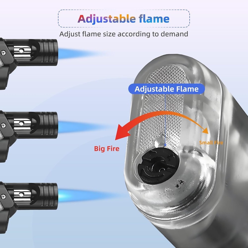 Torch Lighter, 2 Pack, Adjustable Jet Flame Mini Lighters, 2pc-black