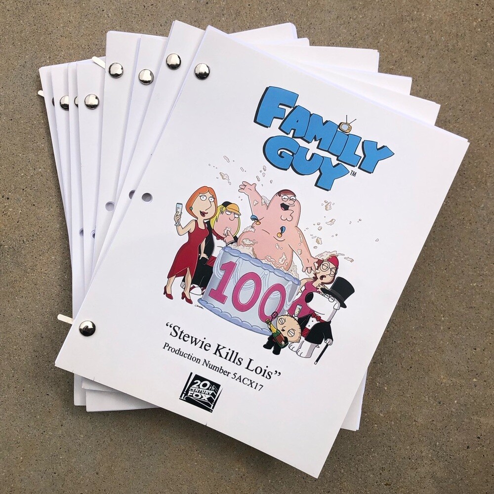 Family Guy 100th Episode 2006 Stewie Kills Lois Original Table Draft Script