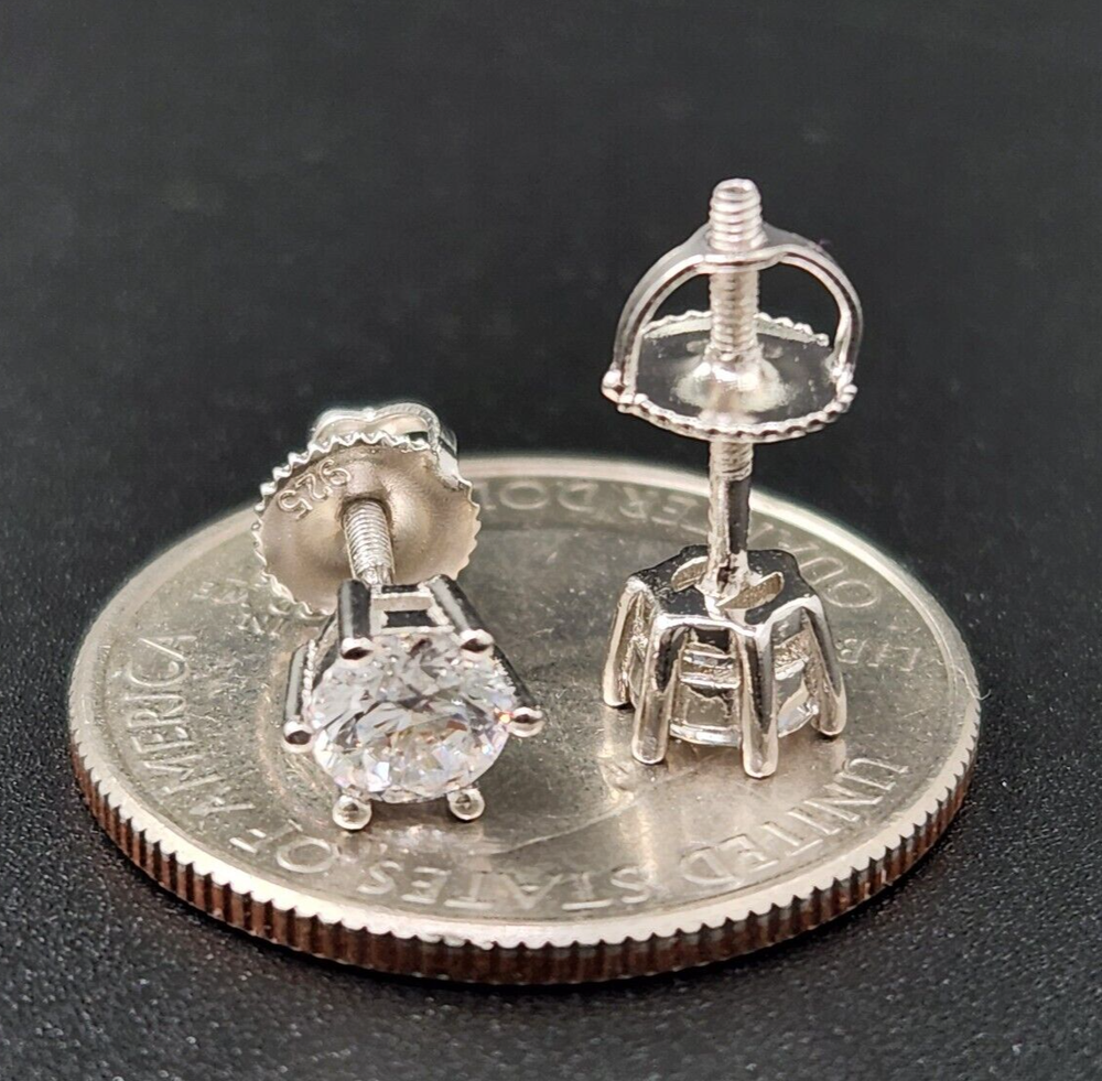 MEN 1Ct Moissanite 6P Basket Stud Earrings Screw Back Solid 925 Sterling Silver