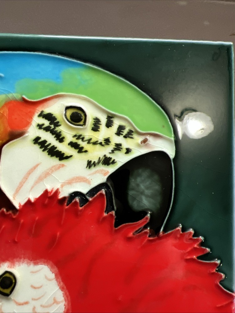 Macaw Parrots Glazed Decorative Tropical Hanging Tile