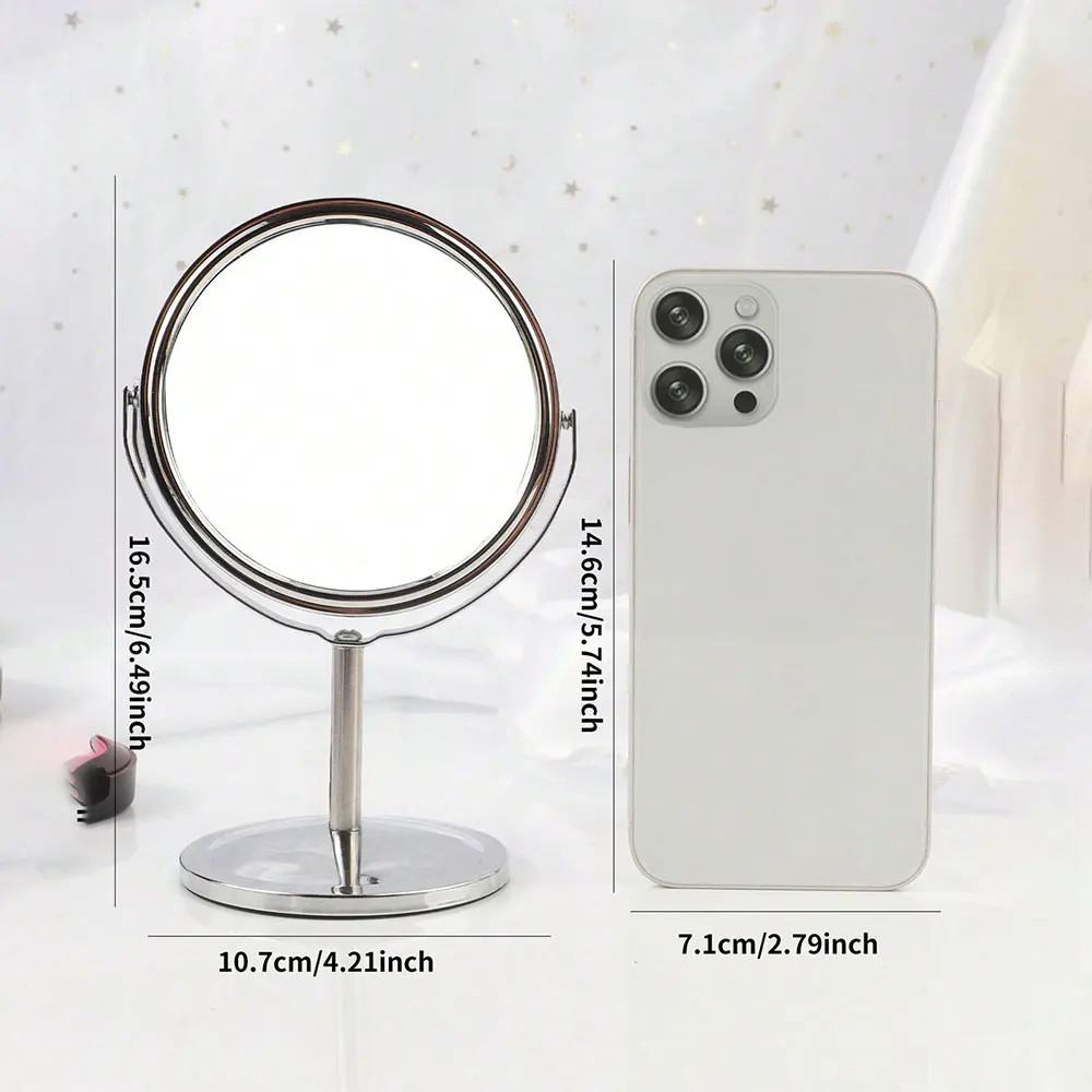 3/4/5in Double-Side Makeup Mirror With 2X Magnification Clear Reflection And Eas