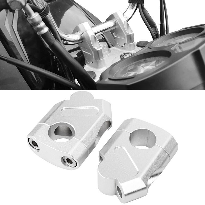 7/8" 22mm Universal Motorcycle Handlebar Riser Bar Riser Clamp Silver