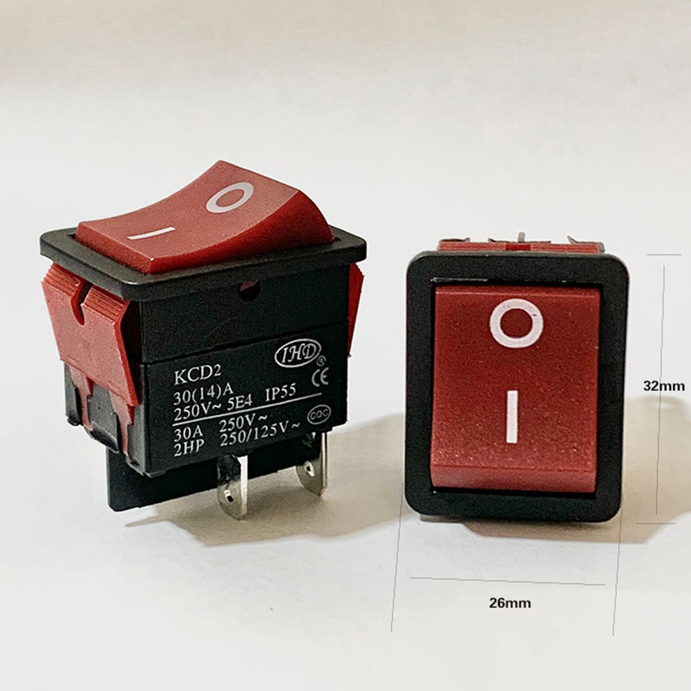 KCD2 2 Position Rectangular Rocker Switch Latching On Off 4 Pin 30(14)A 250V
