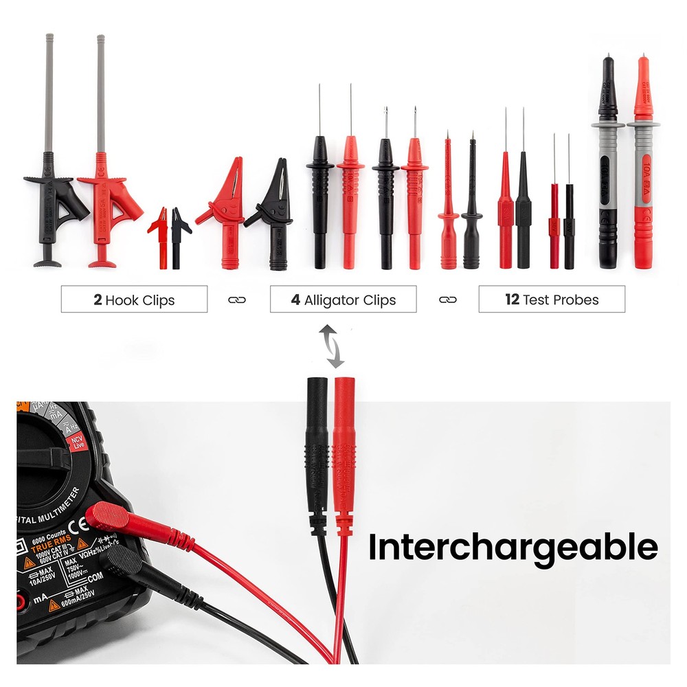 KAIWEETS 23PCS Multimeter Test Leads Kit with Replaceable Precision Probes Se...