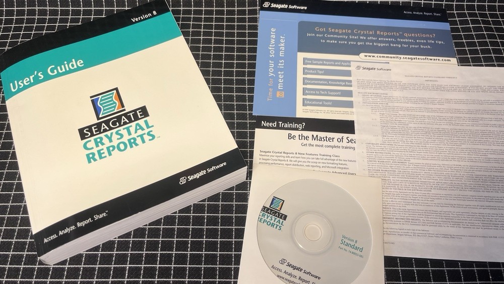 SEAGATE CRYSTAL REPORTS SOFTWARE STANDARD Full Version 8 with Key Code Boxed