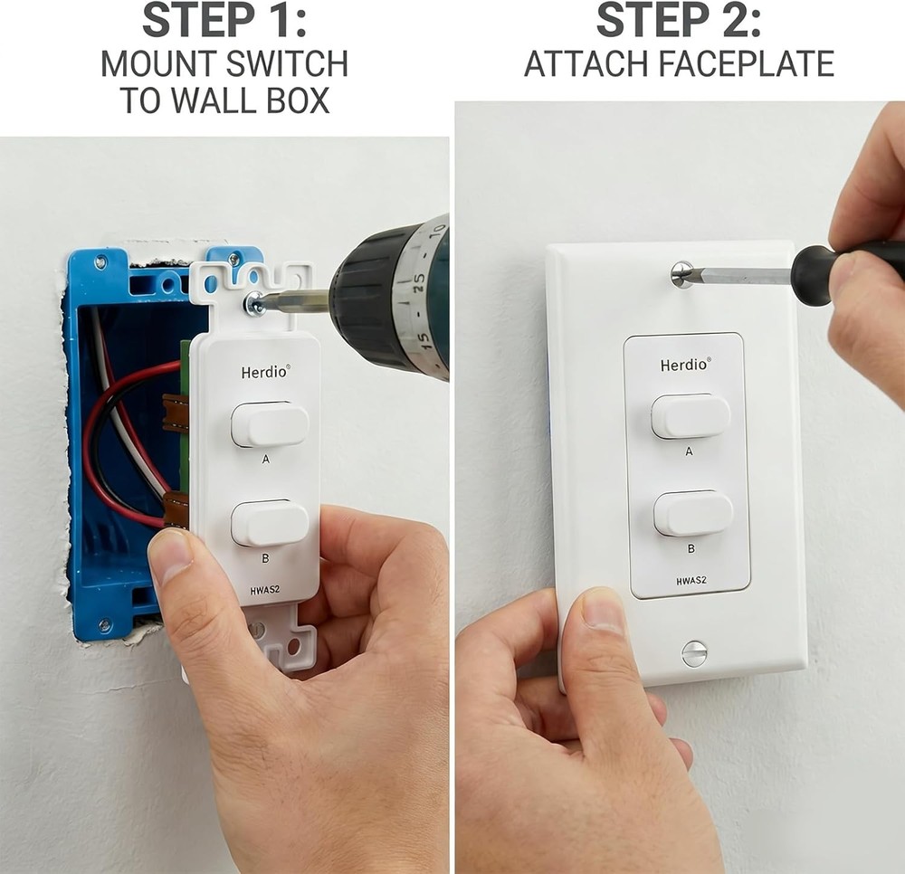 Herdio In Wall 2 Channel Speaker Selector Switch Home Audio Controller