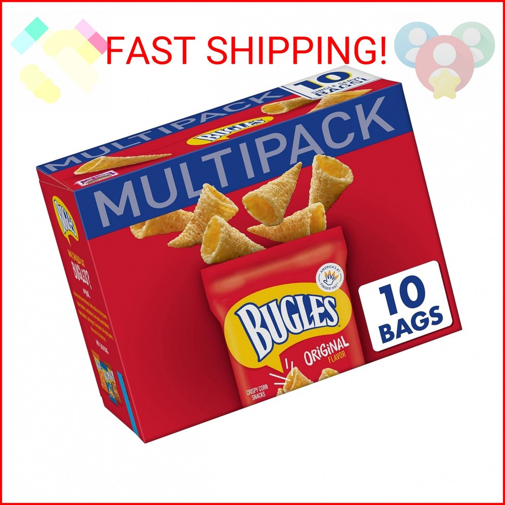 Bugles Original Crispy Corn Snacks, Snack Bags Multipack, 10 Ct, 8.75 oz