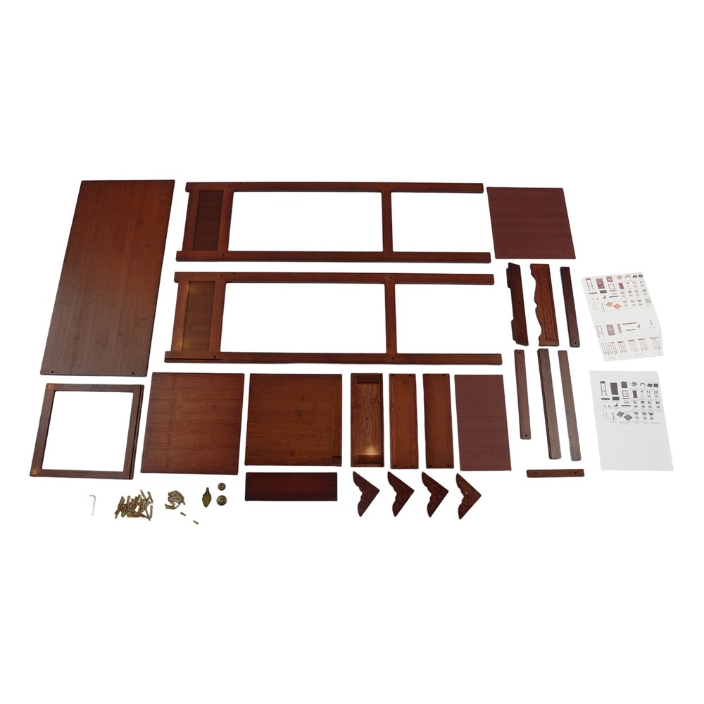 Meditation Altar Table With Pull-out Storage Board And Exquisite Carving