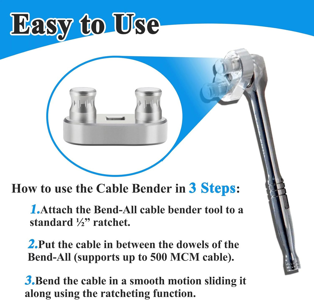 77455 Cable Bender Tool, Connects to 1/2'' Ratchet, Wire Bender Tool-Maximum ...