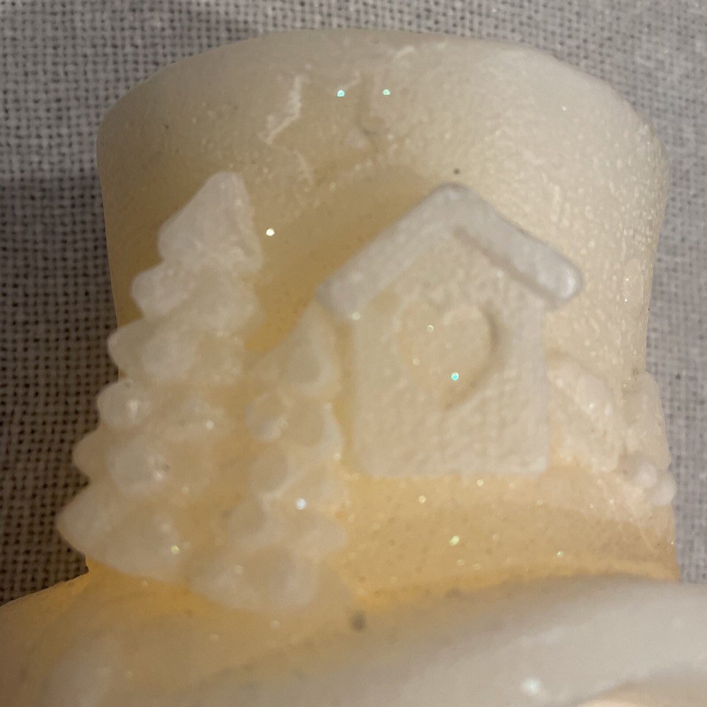 Flameless Snowman Candle Flickering Cute Tabletop 6.5x5 EUC