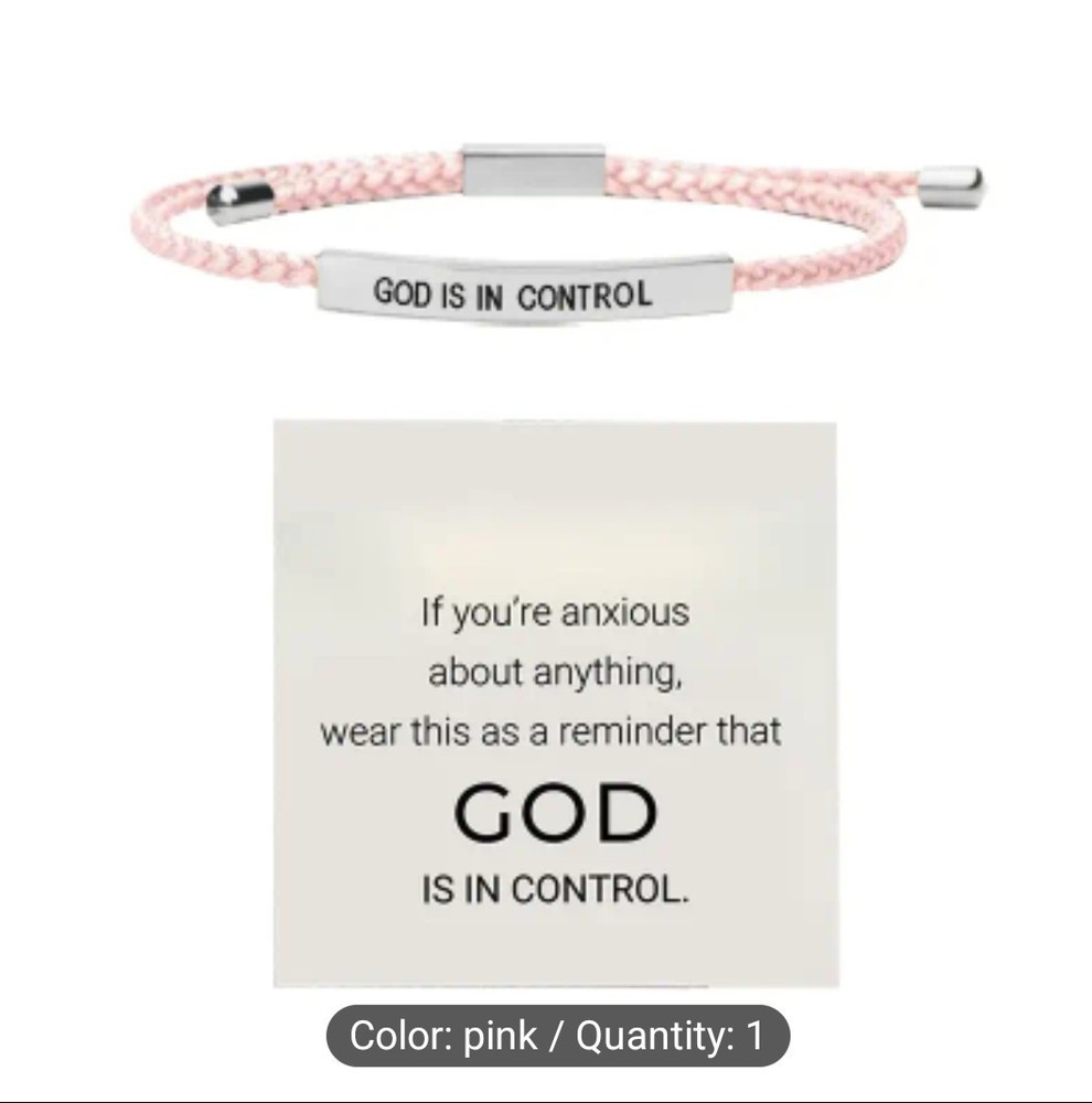 "God is in Control" adjustable bracelet (pink)