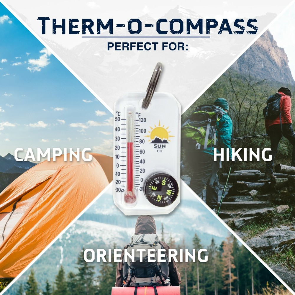 Sun Company Neon Therm-o-compass – Zipper Pull Compass and Thermometer