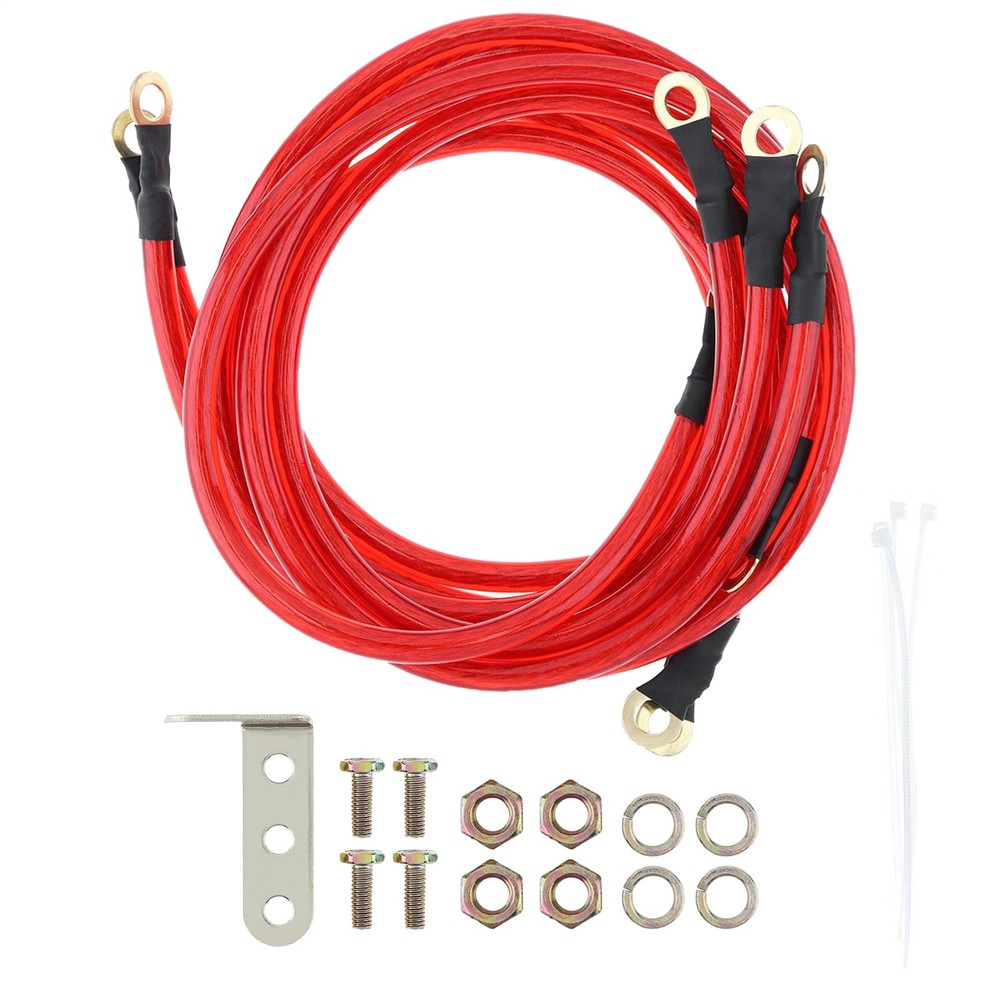 5 Point Car Universal Earth Ground Cables Grounding Wire System Kit High Perform