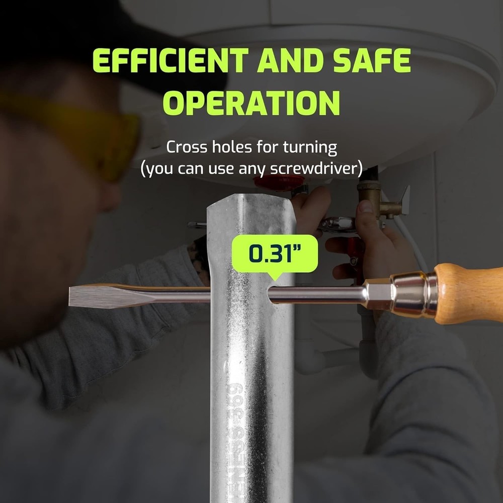 Compact Dual Hex Water Heater Element Wrench - 10-Inch Heavy-Duty Solution