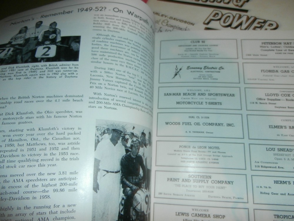 1964 Daytona Motorcycle Classics Races Program