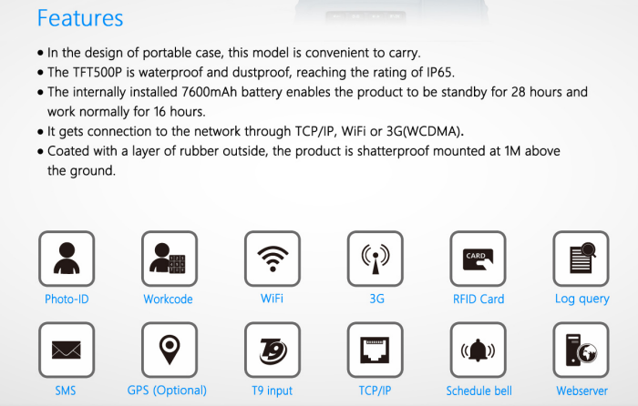 Portable time attendance system with 4g module