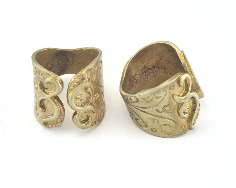 Adjustable Flower Ring Raw brass (19mm 9US inner size) 2655
