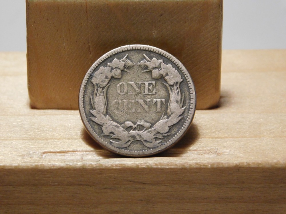 1858 Flying Eagle cent error, lamination across the center