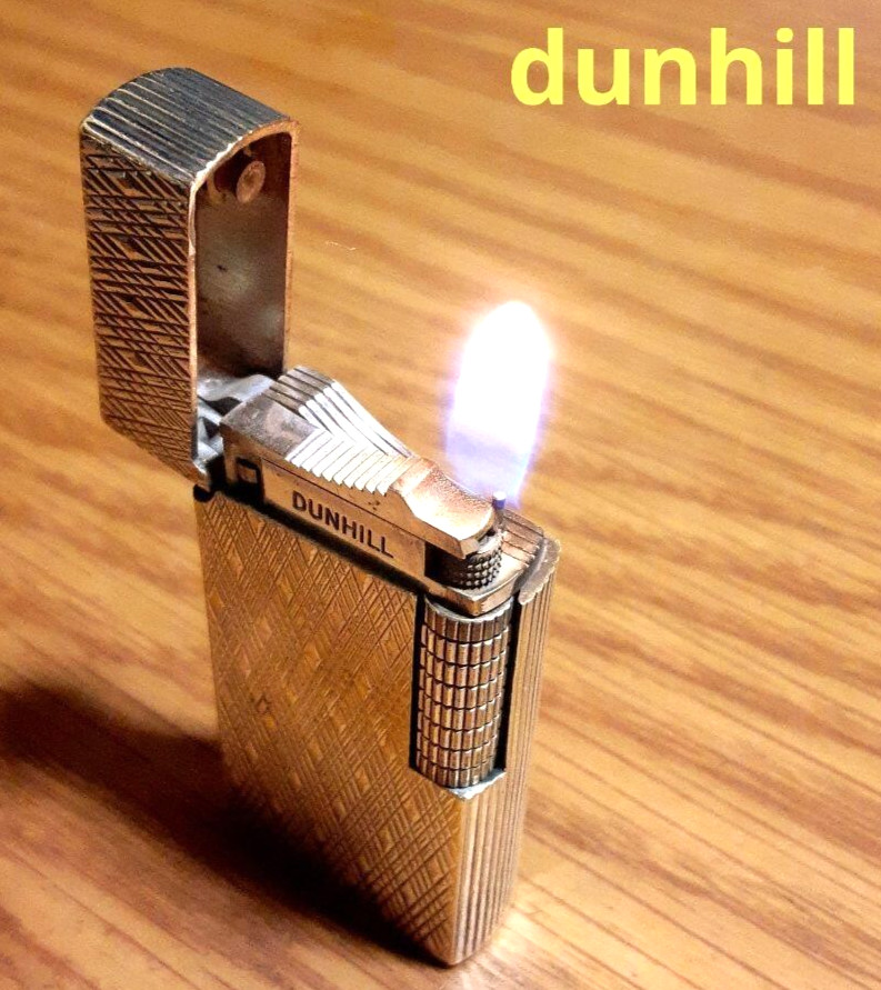 dunhill Gas Lighter Silver ellipse Model Ignition & Fire adjustment confirmed JP
