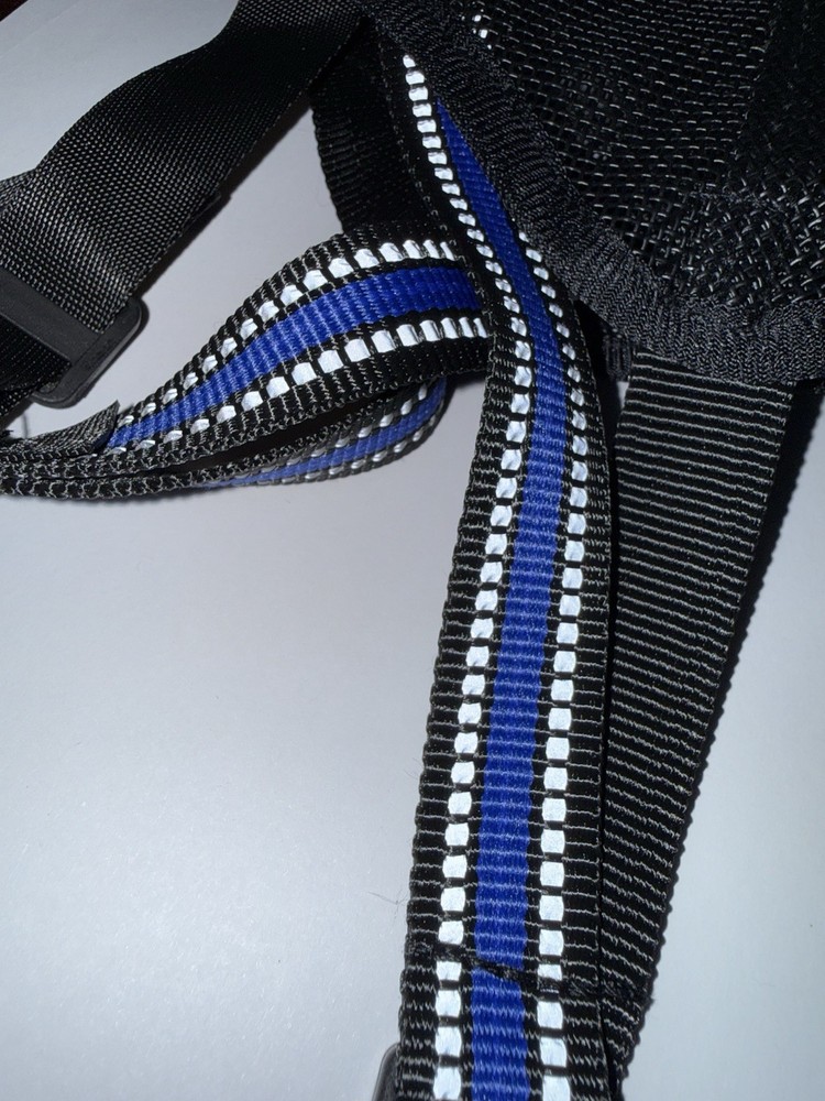 Dog Muzzle Large Black and Blue with Reflective Strips