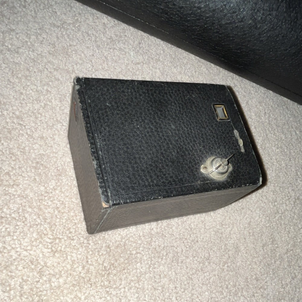Vintage Black Box Camera with Leather Strap