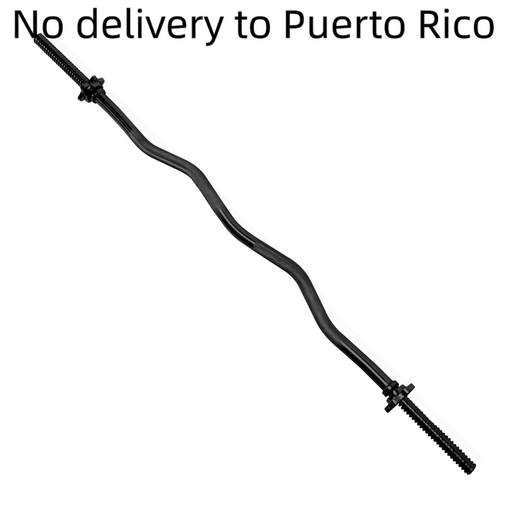 Barbell Standard Threaded Solid Easy Curl Bar, 47-Inch, Black
