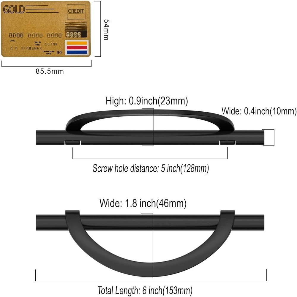 10 Pack Matte Black Cabinet Pulls 5 Inch HoleCenter KitchenCabinet PullsHardware