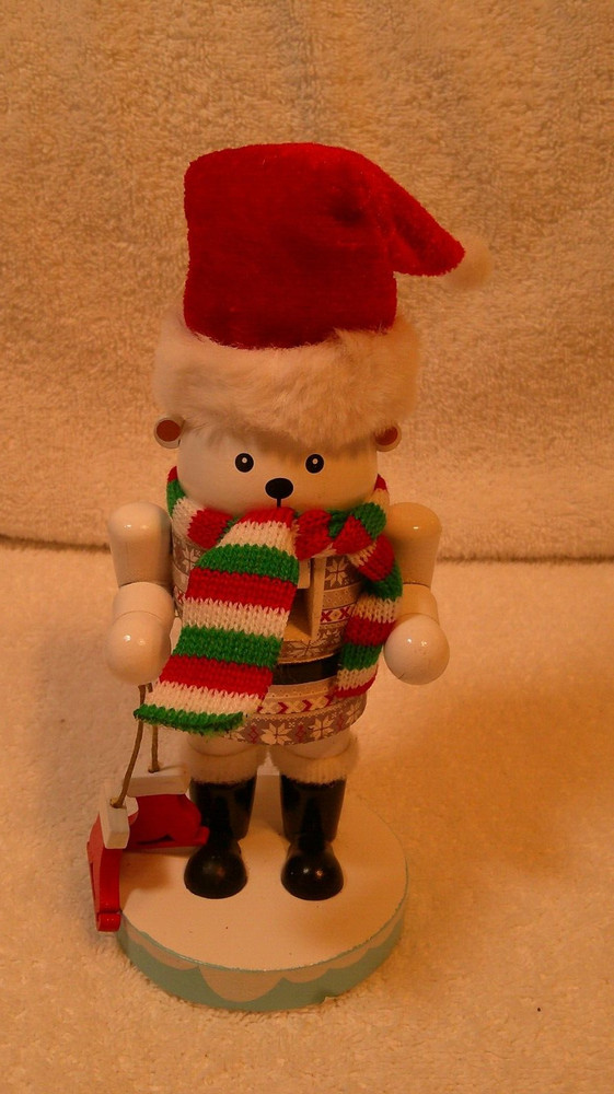 Teddy Bear Skier 7" Tall Nutcracker New No Box Sticker On Bottom