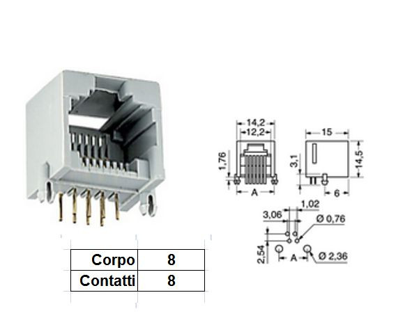 CS 2469 MODULAR PHONE JACK 8P 8C X C.S. RJ CONNECTOR