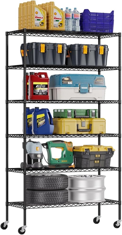 Rust-Resistant 6-Tier Wire Shelving System with Wheels | Easy Tool-Free Assembly