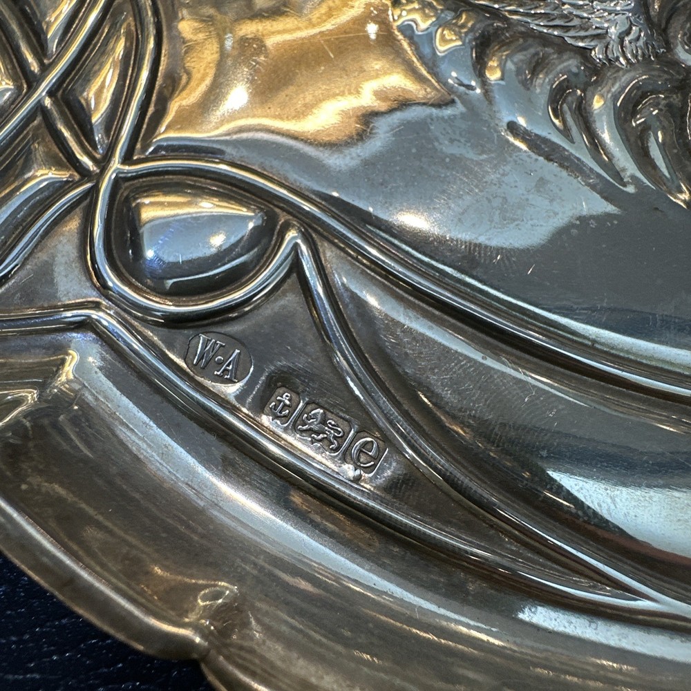 A English Silver Hand Embossed Dressing Table Tray, Hallmarked Birmingham 1904