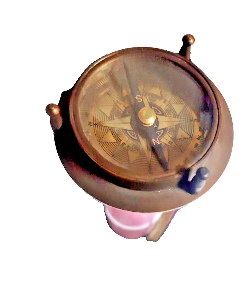 nautical brass sand timer hourglass. maritime double compass table decor gift