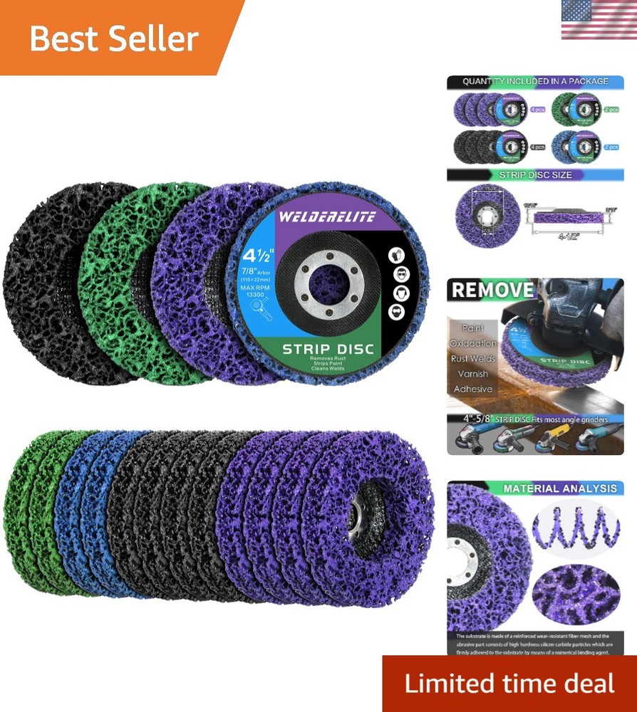 12-Pack Angle Grinder Discs - 4.5" Multi-Surface Paint and Rust Removers