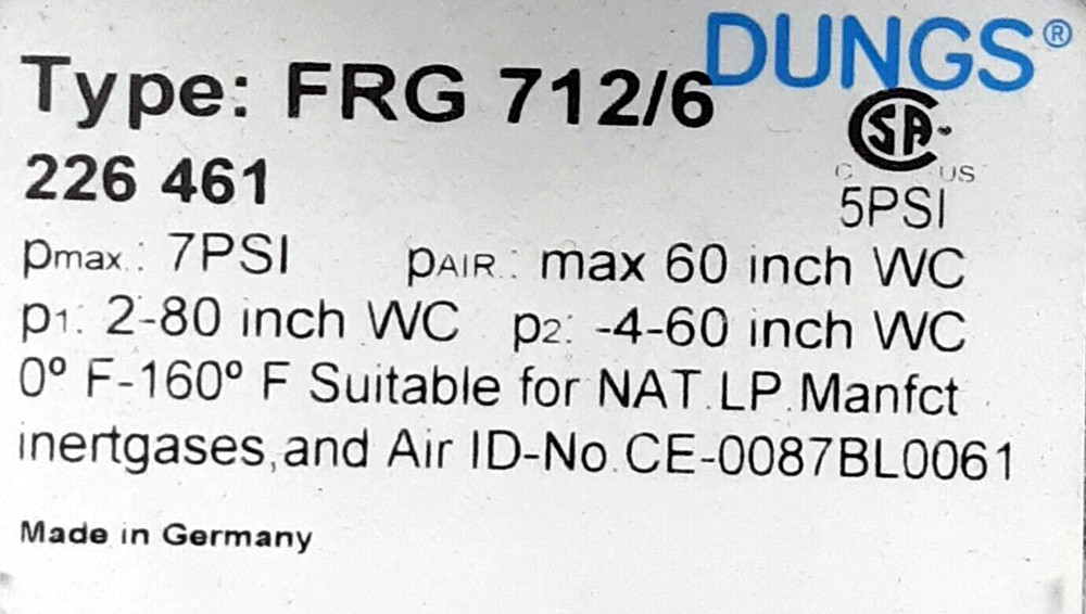 Dungs FRG 712/6 Proportionator / Zero Governor