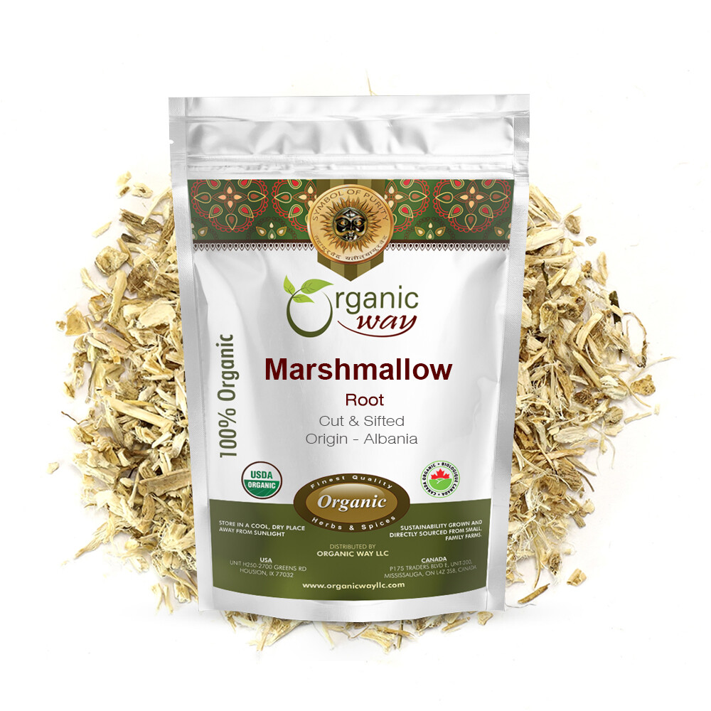 Organic Way Marshmallow Root Cut & Sifted - Organic, Kosher & USDA Certified
