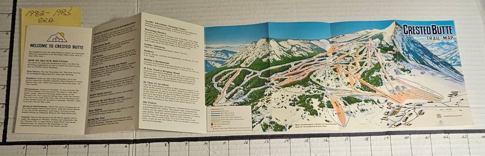 CRESTED BUTTE SKI AREA TRAIL MAP (1982-85 ERA) EX-MINT
