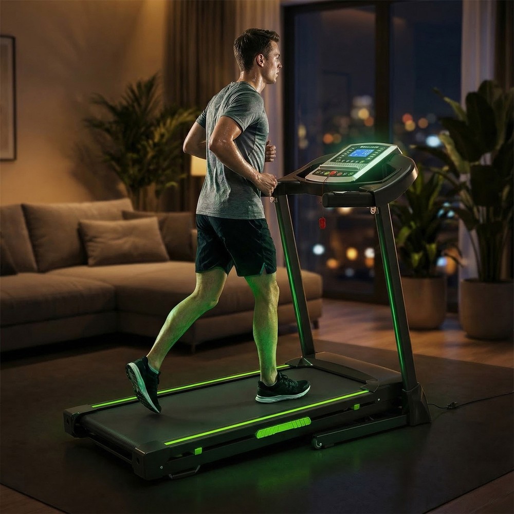 Space Saving Foldable Treadmill With Cup Holder Phone Stand Pulse Sensor For Hom