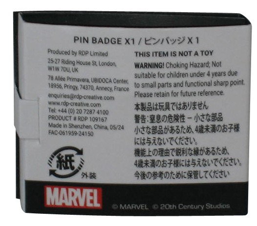 Marvel Comics Deadpool & Wolverine Black & White Enamel Pin Badge