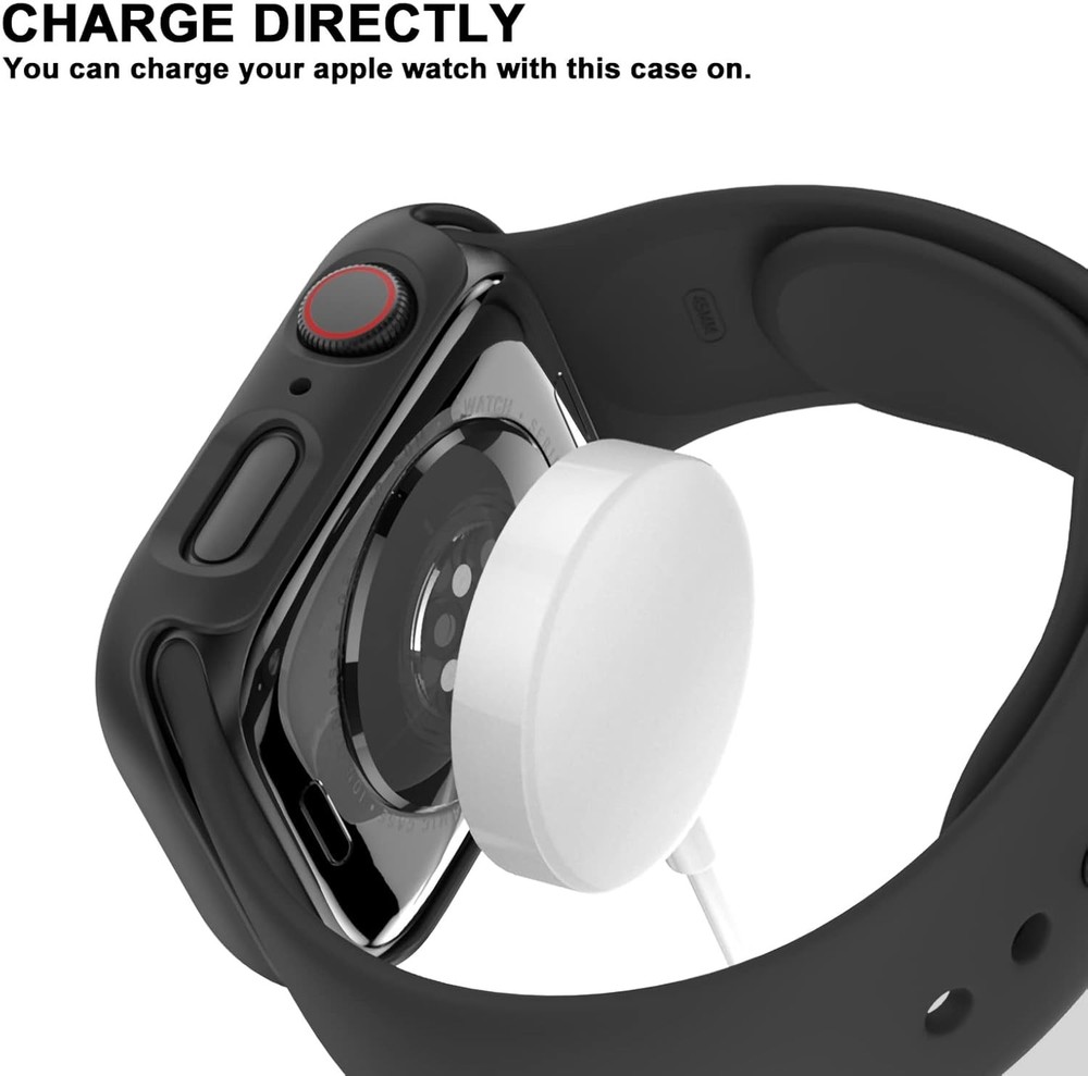 6 Pack Apple Watch 44mm Case Tempered Glass Full Bumper Protector
