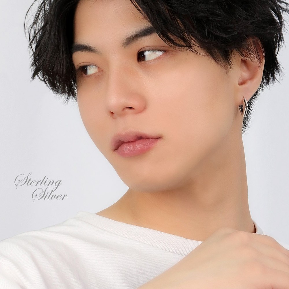 Soft Diamond-Shaped Hoop Earring (Single) 925 Silver