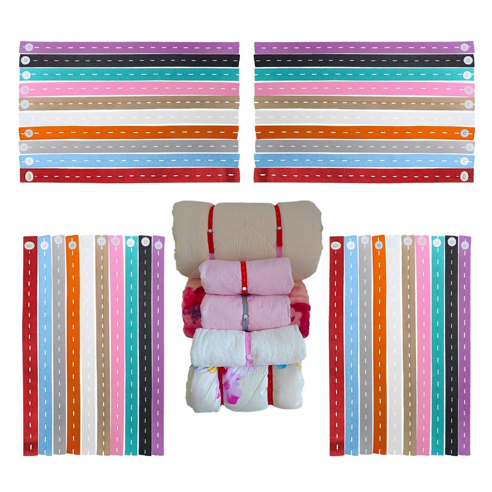 Elastic Band with Buttonholes 100 PCS Adjustable Clothes Storage Straps